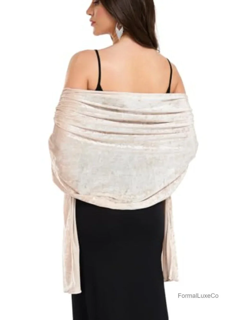 Knit Velvet Mesh Shawl Wrap for Wedding Evening Dress Bridal Scarf
